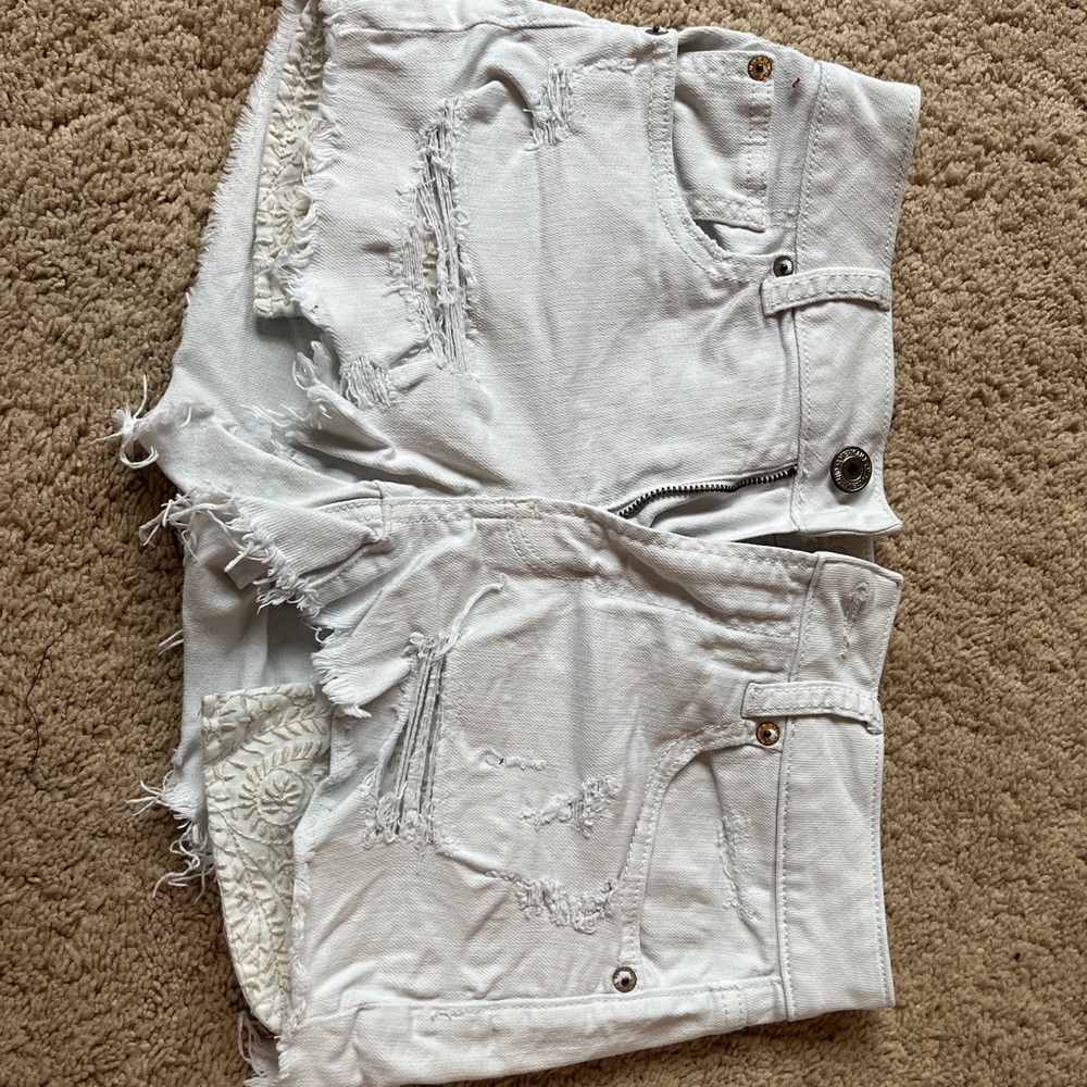 White jean shorts
